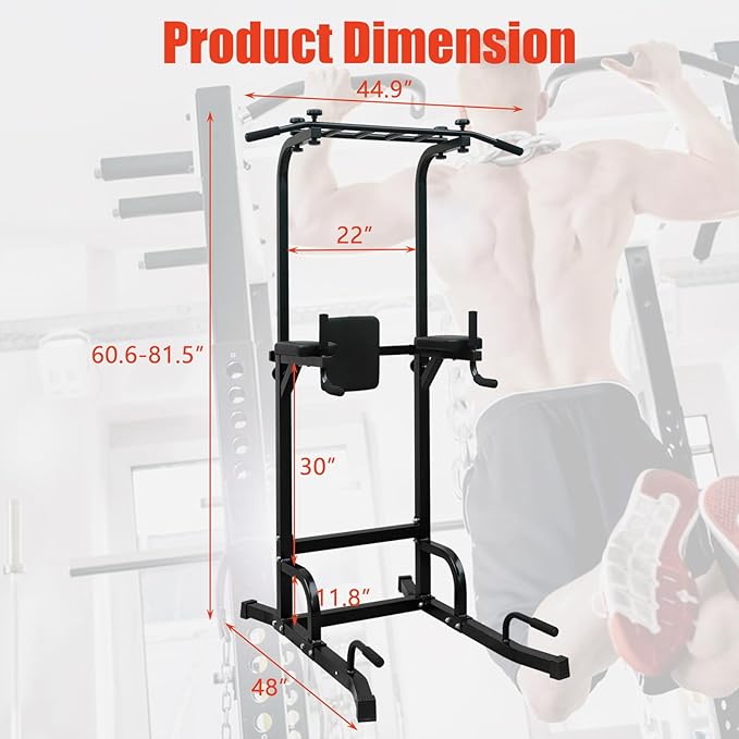 LSKSSNG Power Tower Dip Station Pull Up Bar for Home Office Gym, Multi-Function Workout Dip Station Power Tower for Full Body Strength Training Fitness Equipment, Pull Up Stand Holds Up to 440LBS