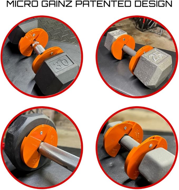 Micro Gainz Dumbbell Fractional 1.25lb Weight Plate, Ideal for Micro Loading, (Choose Color) 4 Piece Fractional Weight Plates, Designed for Dumbbell Training, Made In USA