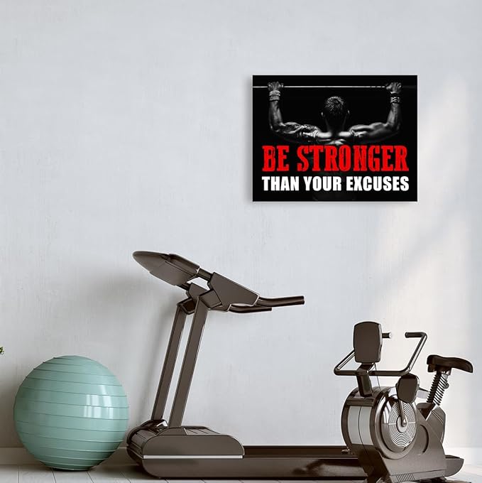 Inspirational Gym Wall Decor,Fitness Quotes Wall Art,Be Stronger Than Your Excuses Canvas Wall Decor for Home Gym