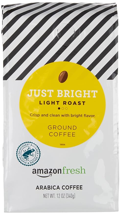 Amazon Fresh, Just Bright Ground Coffee, Light Roast, 12 Oz