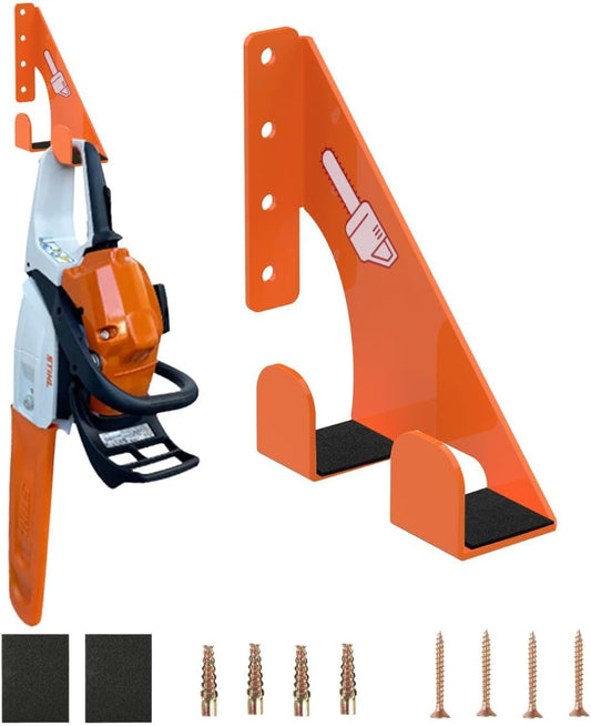 Chainsaw Holder - 180LB Heavy-Duty Alloy Steel Wall Mount Set, Chainsaw Accessories, Universal Fit for Stihl, Husqvarna, Echo Saws, Rust-Proof & Space-Saving Design (Garage, Workshop)