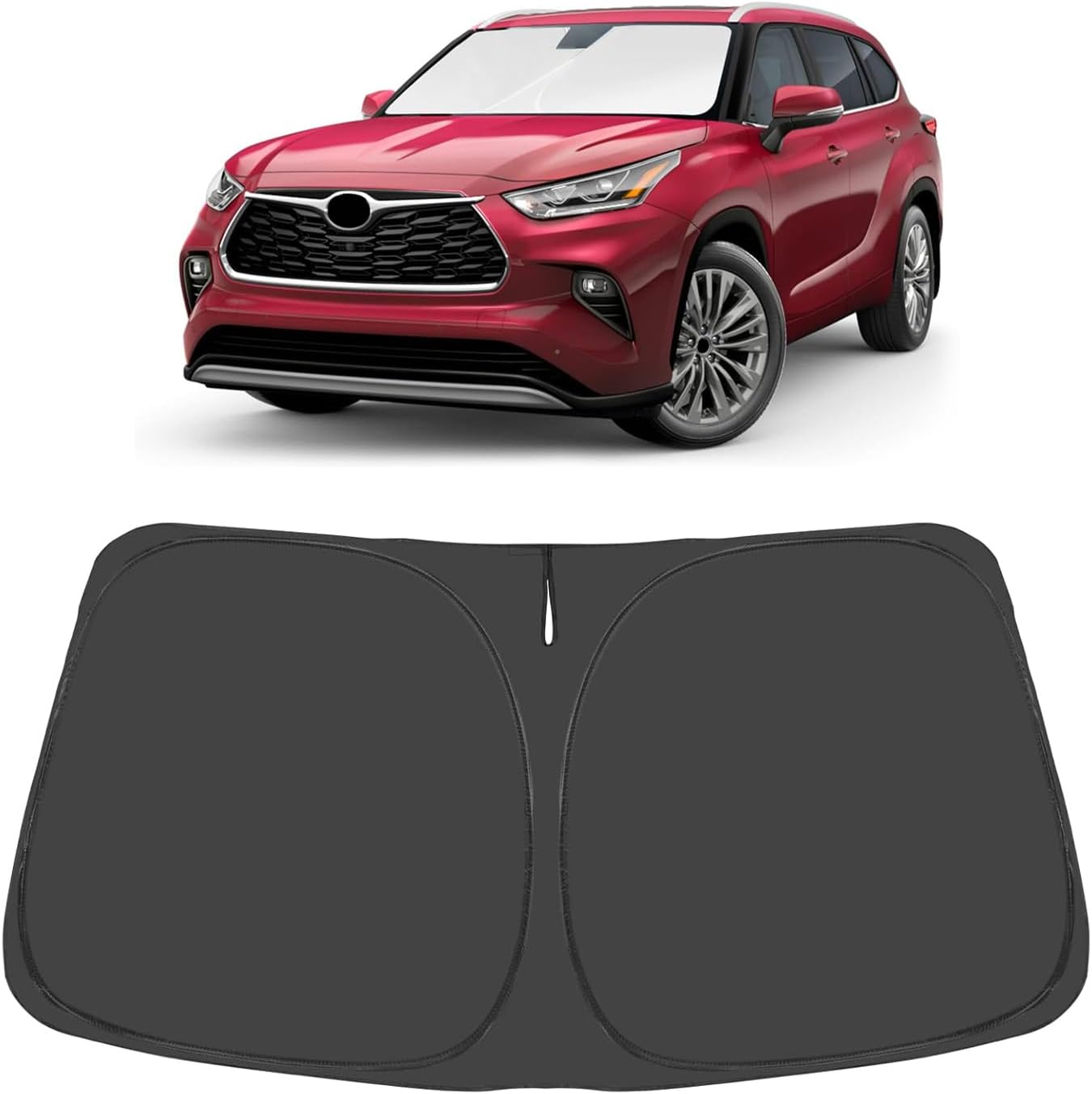 Proadsy for Toyota Highlander 2020-2024 2025 Windshield Sun Shade 4-Layer Foldable Highlander L LE XLE Limited Platinum Front Sunshade Protector Sun Visor Blocks UV Rays Keep Car Cooler