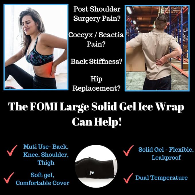 Premium Large Hot Cold Solid Gel Pack by FOMI Care | 18” x 12” | Soft, Comfortable Ice Wrap for Back, Shoulder, Knee, Thigh Pain Relief | Oversized, Flexible Cool Compress | Freezable, Microwaveable