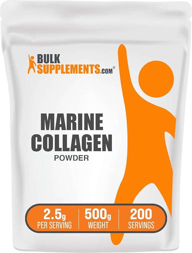 BulkSupplements.com Marine Collagen Powder - Marine Collagen Peptides Supplement, for Hair, Skin, & Nails - Hydyrolyzed & Gluten Free, 2.5g per Serving, 500g (1.1 lbs) (Pack of 1)
