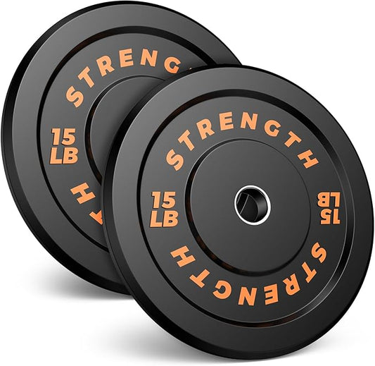 Olympic Rubber Bumper Weight Set - 2 Inch Barbell Plates for Home Gym Strength Training