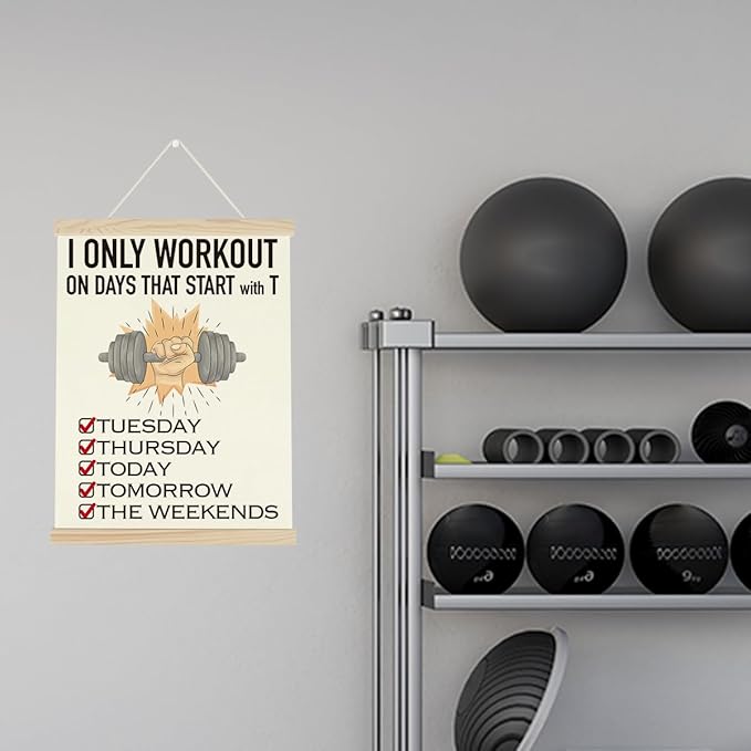 Gym Motivational Posters Funny College Dorm Posters Gifts for Guys Girls Friends I Only Workout on Days That Start with T Gym Flag Wall Art Decor Sign for Home Gym Bedroom Office