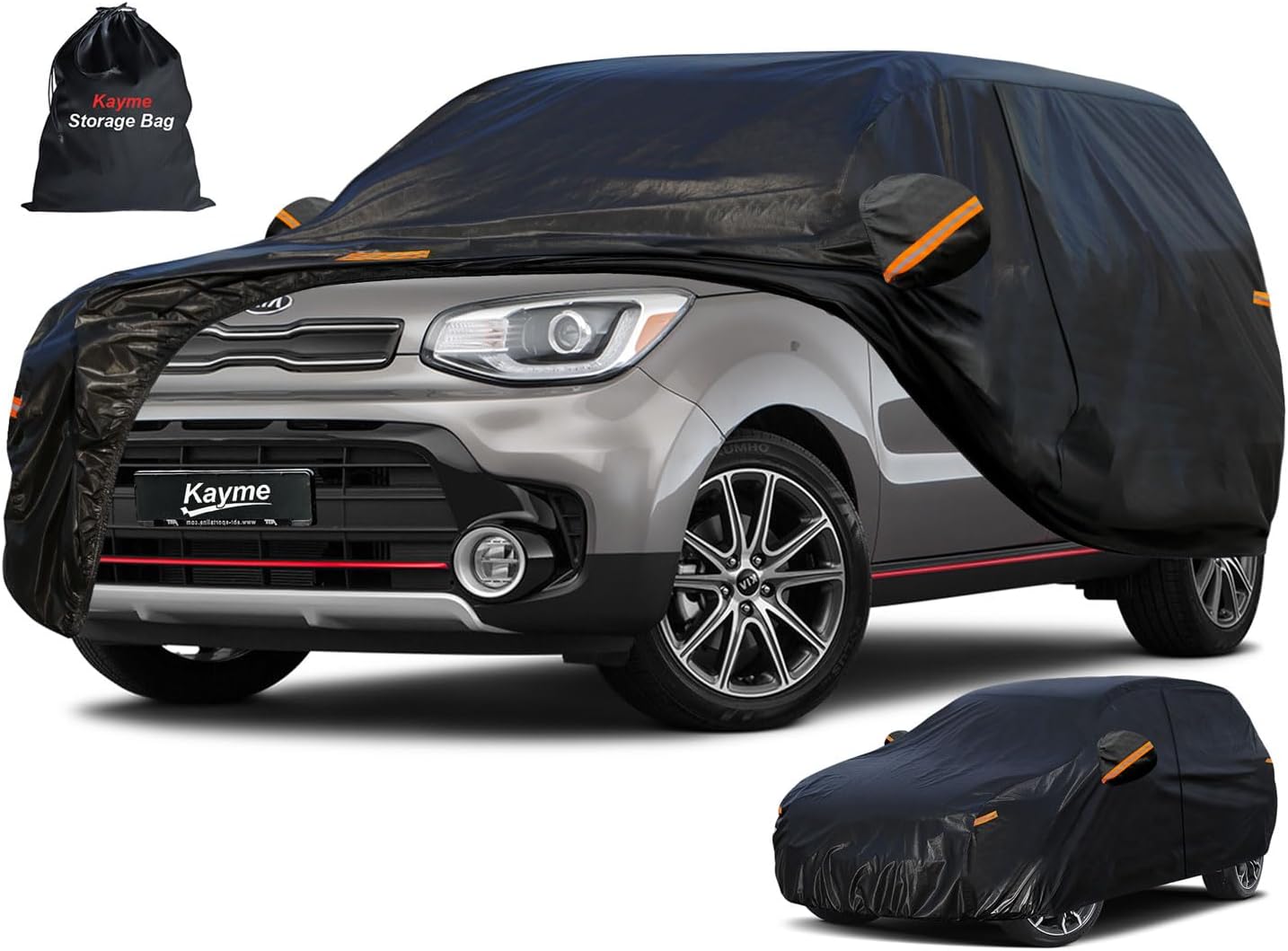 Kayme 7 Layers SUV Car Cover Custom Fit for Kia Soul (2009-2025) Waterproof All Weather for Automobiles, Outdoor Full Cover Rain Sun UV Protection.Black