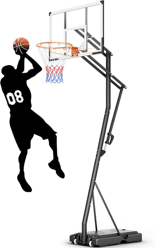 10FT Basketball Hoop Adjustable Easily, Basketball Hoop Outdoor with Shatterproof PC Backboard, Portable Basketball Hoops & Goals for Kids/Teens/Adults in Backyard, Driveway and Court