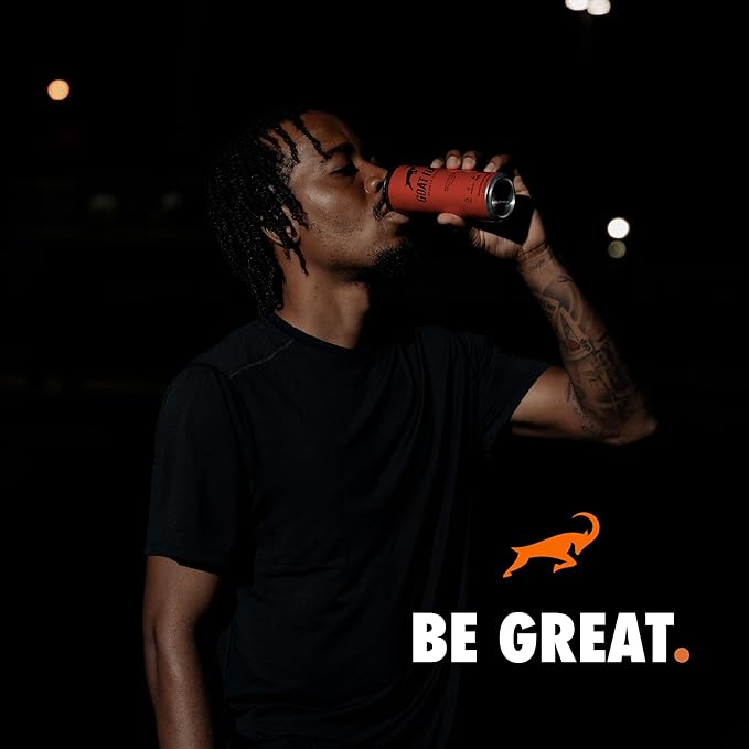 G.O.A.T. Fuel Energy Drink, Co-Founded by Jerry Rice, Natural Caffeine, Electrolytes, BCAAs, Cordyceps & Antioxidants, Light Carbonation Pre Workout, 12 Pack, 12 FL Oz, Watermelon Fruit Punch