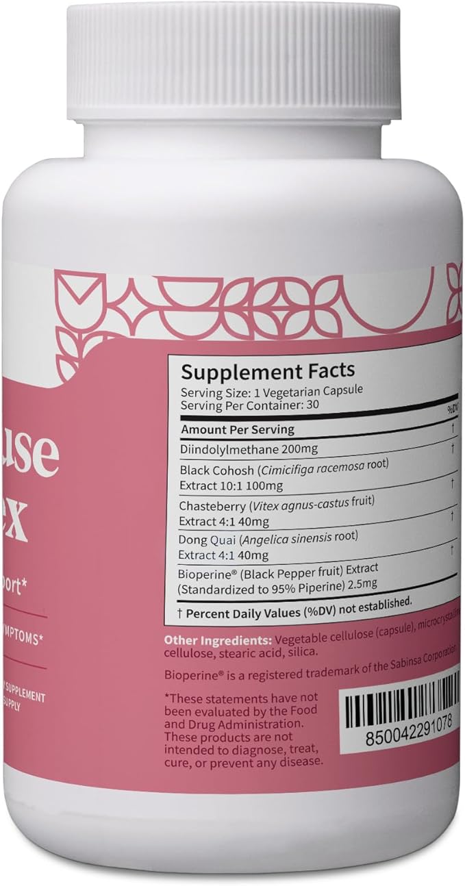 Pattern Wellness Menopause Complex Supplement - Natural Menopause Support for Hot Flashes, Mood Swings, Hormone Balance - Formulated with Bioperine® - 3rd Party Lab Tested - 30 Vegan Capsules
