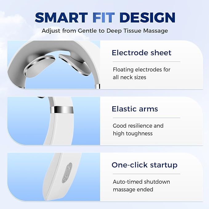 4-Head Electric Massagers Set, Vagus Nerve Stimulator Neck, 6 Modes & 16 Levels, Ergonomic Design, Promote Muscle Relaxation (White)