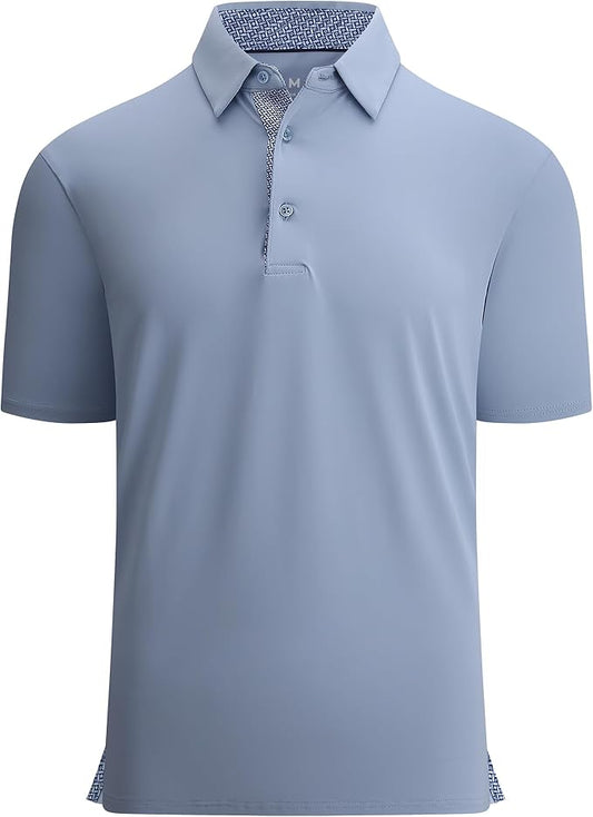 Alex Vando Mens Golf Shirt Moisture Wicking Quick-Dry Solid Short Sleeve Polo Shirts for Men