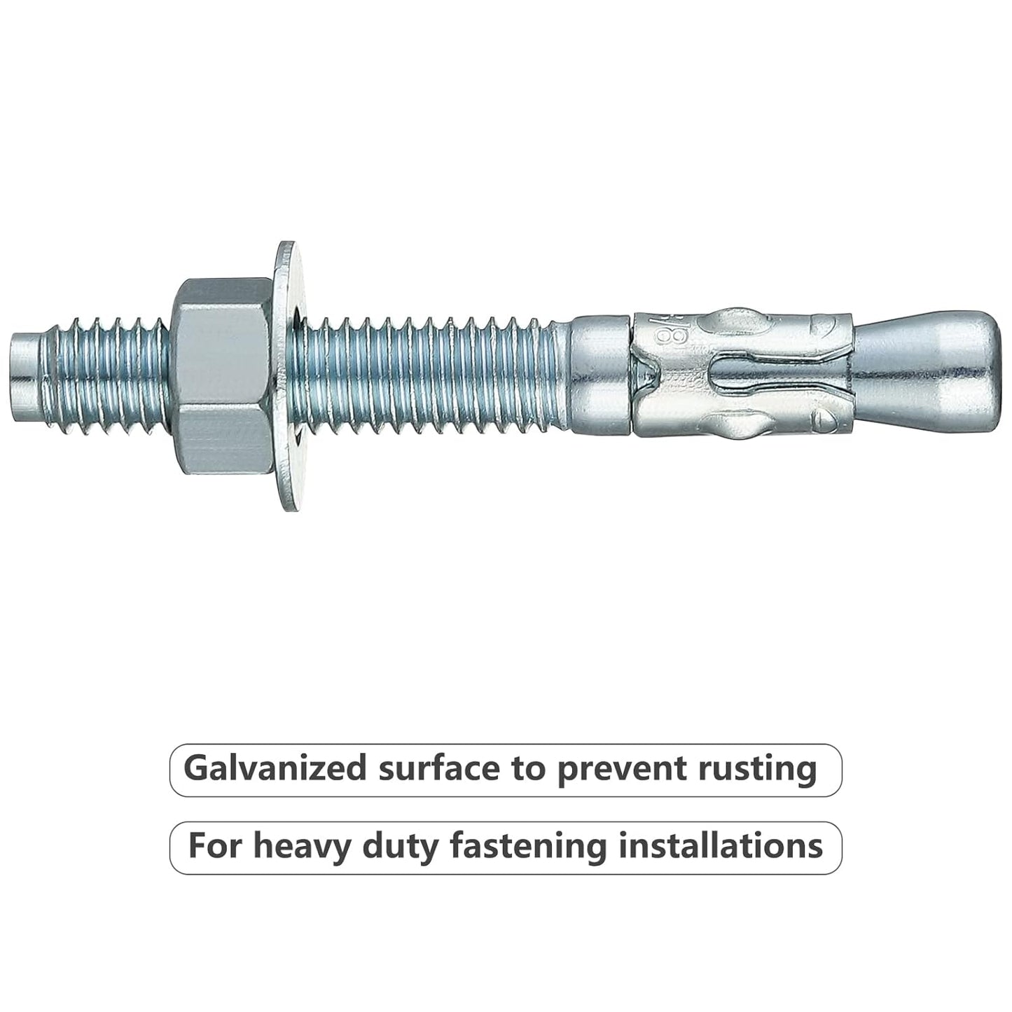 1/2x10 10Pcs Inch Standard Fasteners for Heavy-Duty Zinc Wedge Anchors for Cement and Concrete