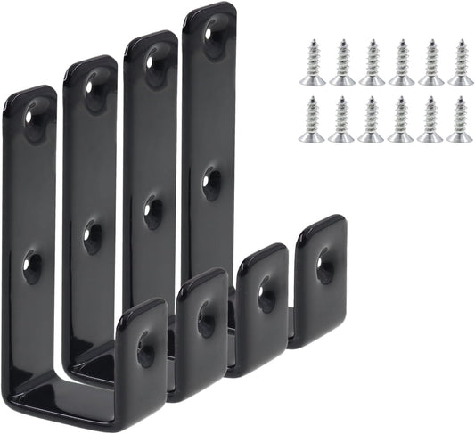 Bunk Bed Ladder Hooks Brackets, Iron Bed Ladder Hook,PVC Coated Angled Ladder Hooks,Heavy Duty Replacement Hardware Utility Hooks,Loft Garage Storage Hooks,J Brackets Hooks with Screws Black