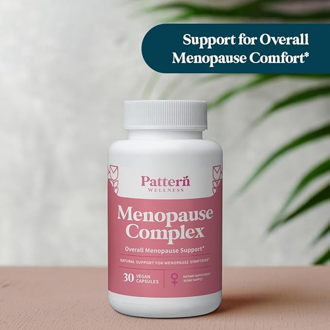 Pattern Wellness Menopause Complex Supplement - Natural Menopause Support for Hot Flashes, Mood Swings, Hormone Balance - Formulated with Bioperine® - 3rd Party Lab Tested - 30 Vegan Capsules