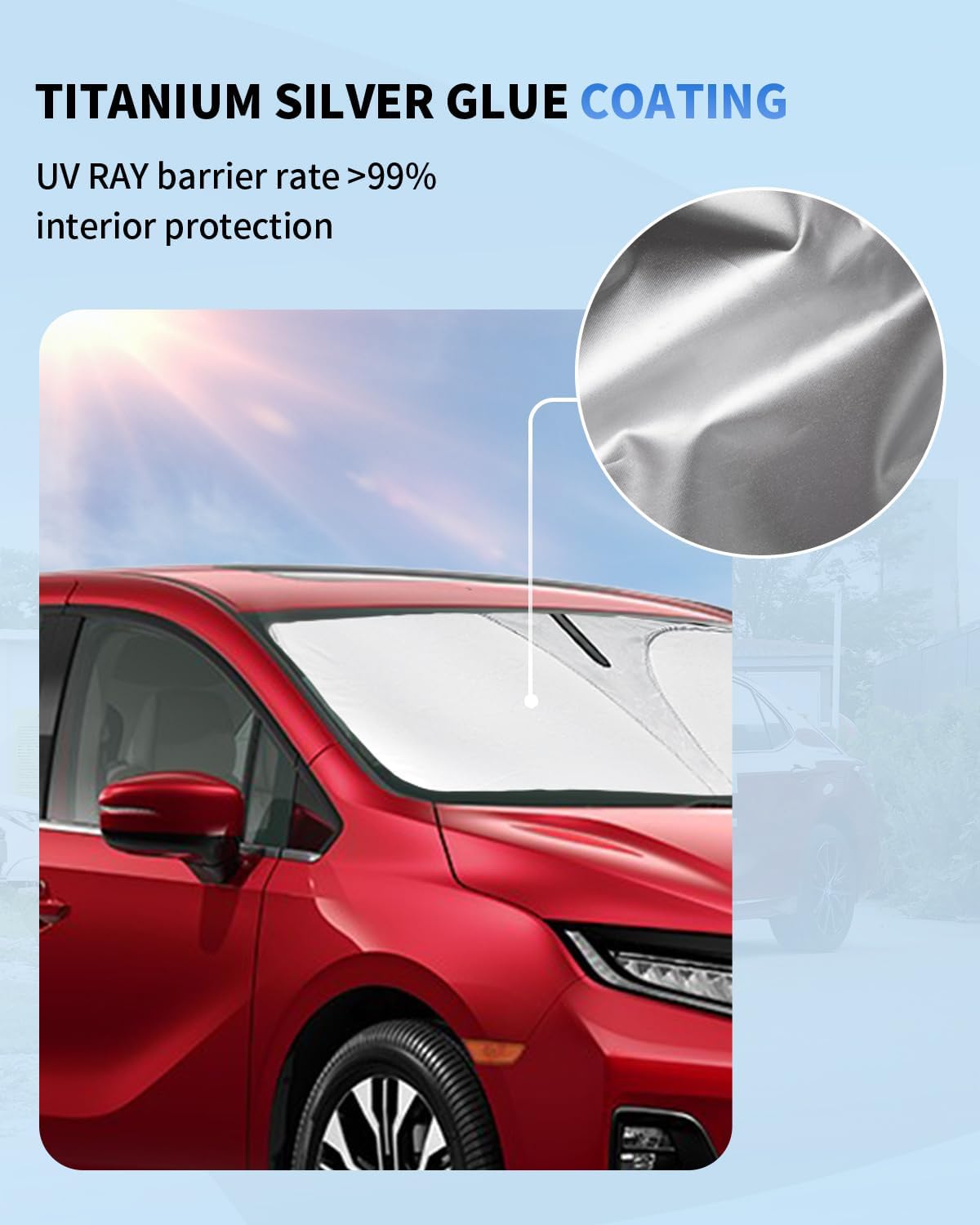 for Odyssey Windshield Sun Shade for 2018-2023 2024 2025 2026 Honda Odyssey LX,EX,EX-L,Touring, Elite Minivan Accessories-Double Layer Foldable Front Window Sunshade, Sun Visor Protector Block UV Ray