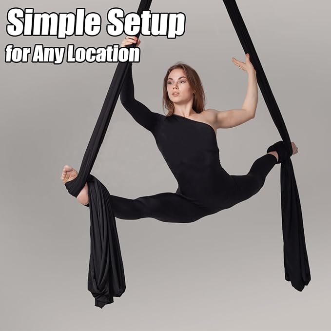 Aerial Silks Kit & Aerial Yoga Hammock - 11Yd Premium Fabric Hardware - Easy Setup for Flying Yoga, Aerial Swing & Fitness - Supports Up to 14ft Rigging