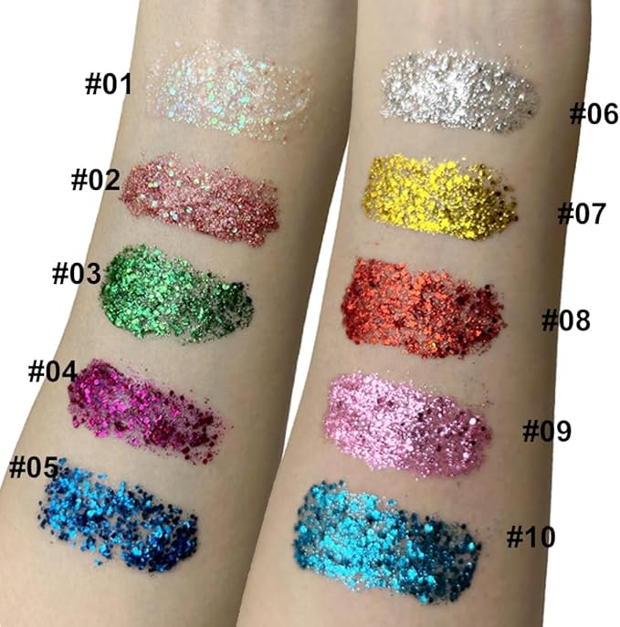 Mysense Green Body Glitter Gel,St Patricks Day Outfit Accessories for Women Girls,Chunky Mermaid Glitter Sequins for Face Eye Hair Decorations,Festival Rave Sparkling Glitter Makeup,30g