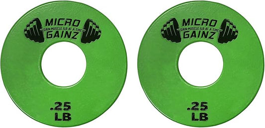 Micro Gainz Standard 1-Inch Center Hole Fractional 2 Pcs Color Weight Plates, Choose (.25LB-1LB) Designed for Standard 1-Inch Dumbbell & Barbell for Strength Training, Made in USA