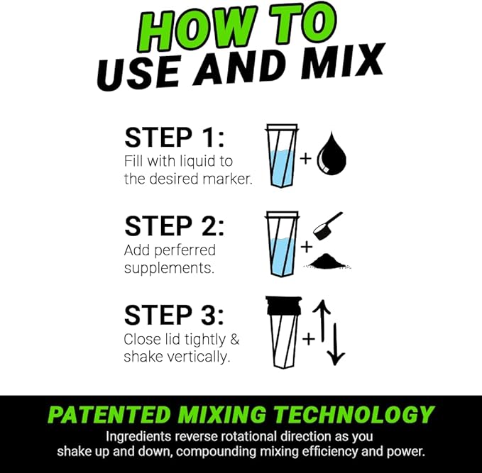 HELIMIX 1.5 Vortex Blender Shaker Bottle Holds Upto 20oz | No Blending Ball or Whisk | USA Made | Portable Pre Workout Whey Protein Drink Shaker Cup | Mixes Cocktails Smoothies Shakes | Top Rack Safe