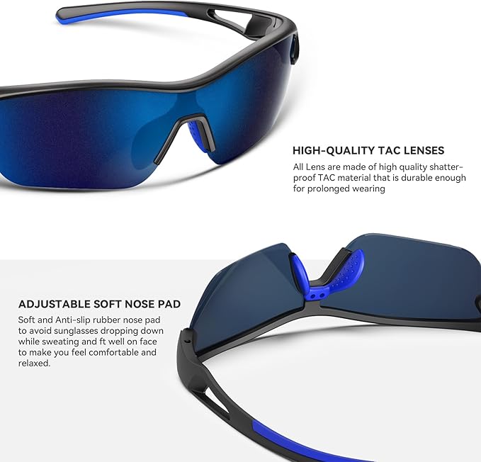 BEACOOL Polarized Sports Sunglasses for Men Women Youth Baseball Cycling Running Fishing Golf Motorcycle TAC Glasses UV400