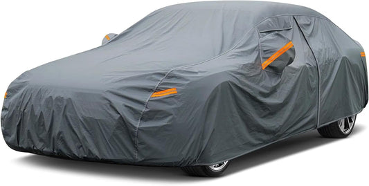 16 Layers Car Cover Waterproof All Weather, Heavy Duty Outdoor Car Cover Universal Fit Sedan Toyota Camry, Tesla Model 3, Honda Accord, Nissan Altima, Kia K5/Stinger, Hyundai Sonata etc.