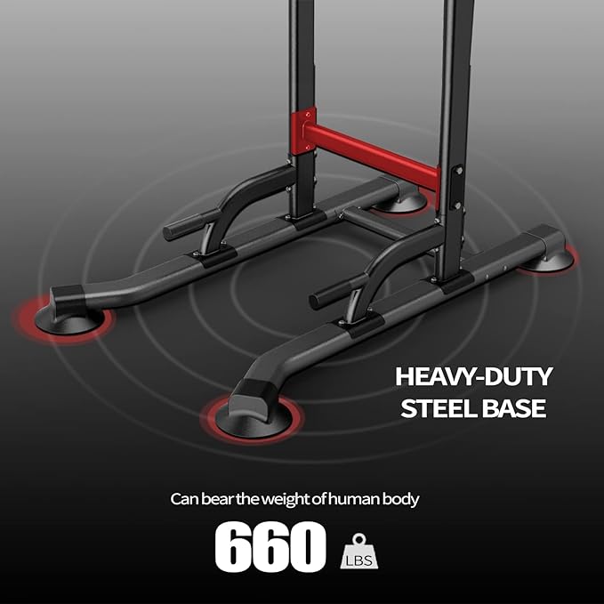 Power Tower Adjustable Height Pull Up & Dip Station Multi-Function Home Strength Training Fitness Workout Station for Home Gym