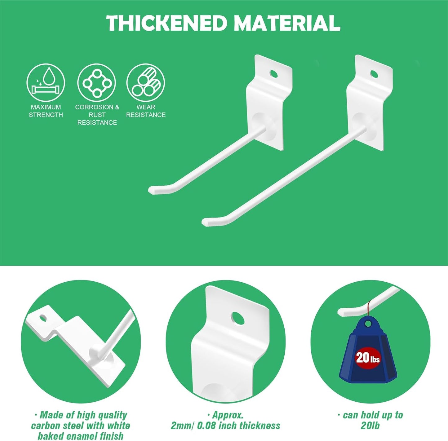 Yuahar Slatwall Hooks 50Pcs 4/6 Inch Slatwall Accessories Heavy Duty Slat Wall Hanging Hooks Panel Display Hooks Pegboard Gridwall Display Hook for Garage Retail Shop (White)