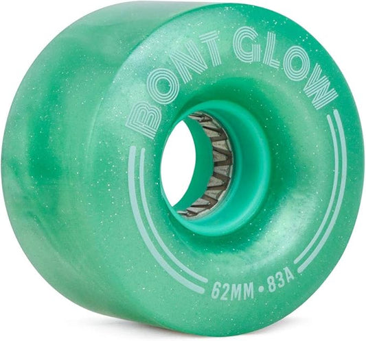 Bont Skates - Glow Light Up LED Quad Roller Skate Wheels - Recreational Street Outdoor Skating - 62x35mm 83A - Set of 4 wheels (Misty Teal)