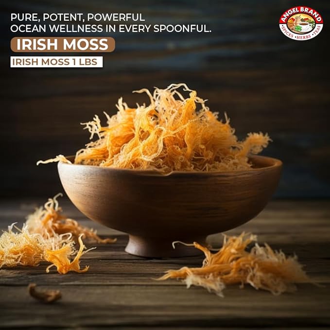 Angel Brand Irish Sea Moss 1 Lbs Pouch - Nutrient Rich Sea Vegetable Harvested from Pristine Ocean Waters - Enhance Wellness Journey with Irish Sea Moss Raw - Perfect for Smoothies & Soups