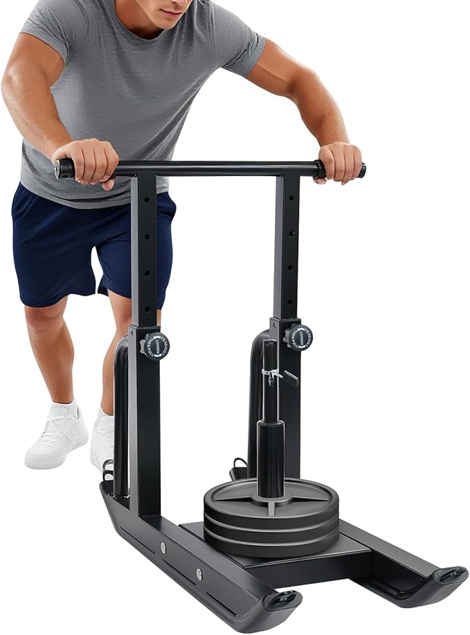 Weight Sled for Strength Training, Heavy Duty Fitness Sled with Shoulder Straps Adjustable Push Pull Sled for Speed, Agility, and Explosive Power, for 1" & 2" Plates