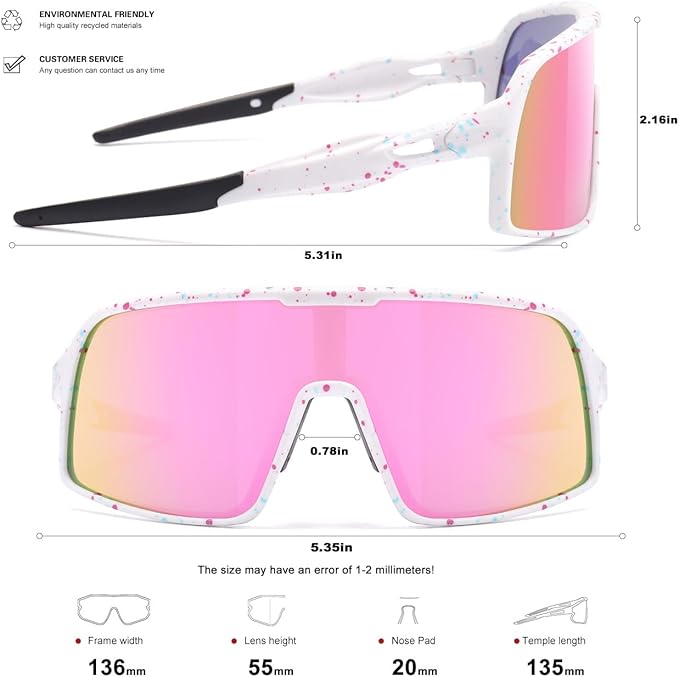 Polarized Sports Sunglasses for Men and Women Cycling Glasses UV Protection Goggles for Mountain Bike Running Fishing