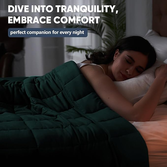 King Size Weighted Blanket for Adults (30 lbs, 80” x 87”, Dark Green) Cooling Heavy Blanket for Sleeping Perfect for 290-310 lbs, Breathable Blanket for Adults & Couple All Season, Machine Washable