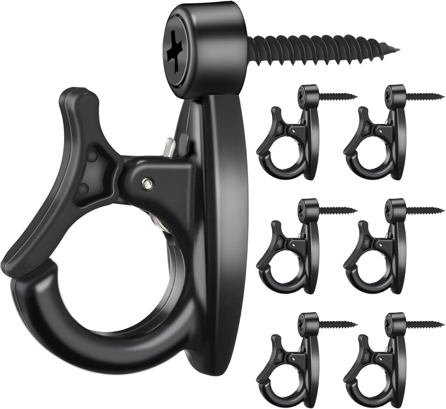 24 Pcs String Light Hooks, Screw in Hooks for Hanging String Lamp, Wire, Plants Pot, Wind Chimes, Patio Fairy Light Cord Holder with Buckle, Outdoor Concrete Wood Wall Halloween Xmas Decor Q Hanger