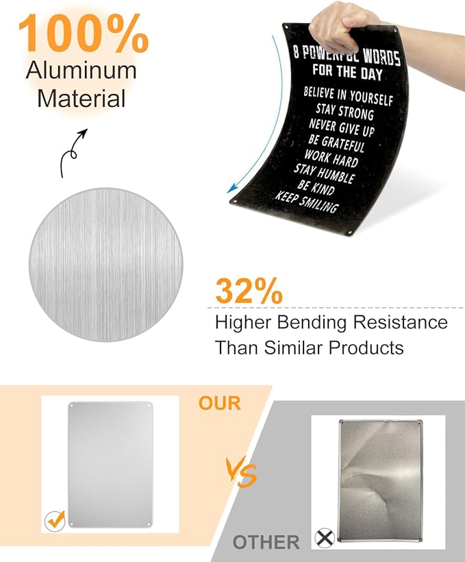 ALKB Inspirational Wall Art Metal Sign 8 x 12 Inch, Inspiring Positive Quotes Room Decor for Living Room Bedroom Classroom Gym, Motivational Wall Decor for Teen