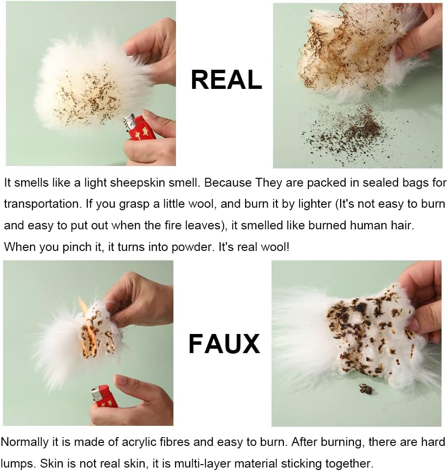 Fluffy Genuine Australia Sheepskin Car Seat Cover for Auto Interior Accessories with Soft Fuzzy Wool Eco-Friendly Natural Fur Non-Slip (Black, Back)