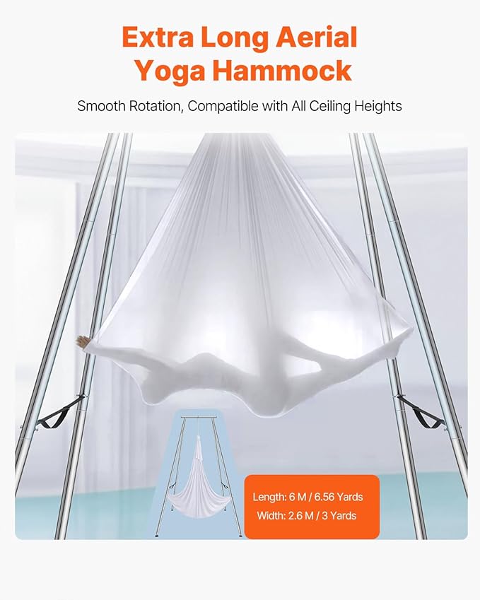 VEVOR Aerial Yoga Frame, 9.67 ft Height Swing Stand, Max 551.15 lbs Load Chrome-Plated Steel Pipe Inversion Yoga Rig for Indoor Outdoor Use