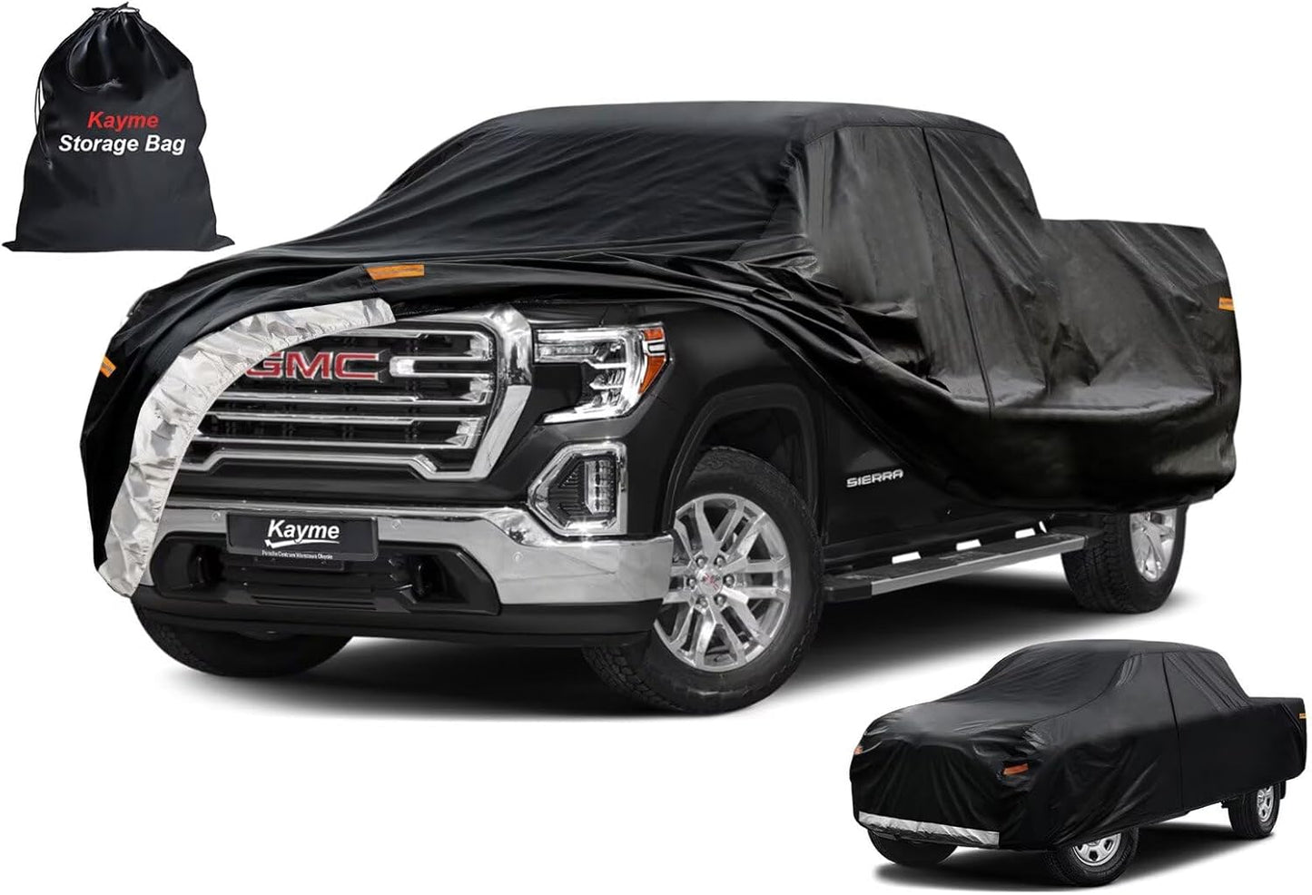 Kayme Truck Cover Custom Fit GMC Sierra(1988-1992) Regular Cab Long Bed. Full Exterior Heavy Duty Outdoor Pickup Truck Car Cover Waterproof All Weather.Car Tarp for Wind Sun Dust Protection.Black
