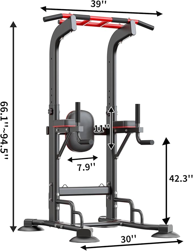 sogesfurniture Adjustable Dip Station & Pull Up Bar – Heavy Duty Calisthenics Workout Equipment for Home Gym, Multi-Function Fitness Training with Push Up Handles, Dips, Pull Ups & Push Ups