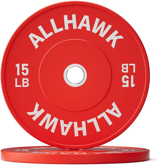 Colorful Olympic Bumper Plates, 2-inch Stainless Steel Insert, Virgin Rubber Weight Plate Set for Barbell Weight Lifting and Strength Training Home Gym