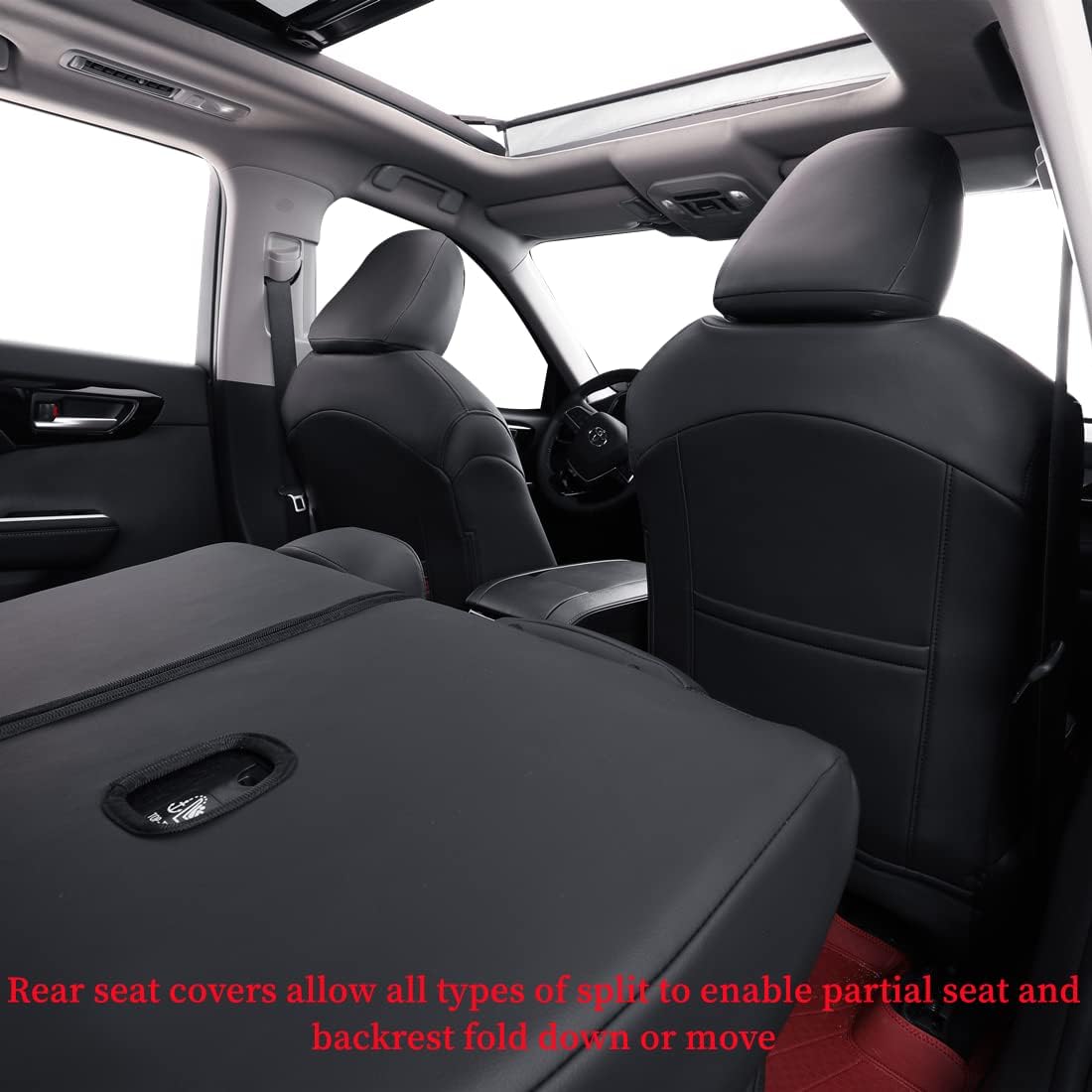 coverdream Custom Seat Covers Compatible with Select Toyota Camry SE,SE Sport,XSE 2012 2013 2014 2015 2016 2017 Models - Leatherette (Black/Red,Full Set)