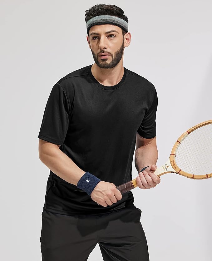 MIER Men's Quick Dry Workout Shirts Moisture Wicking Running Athletic Performance T-Shirts Recycled Polyester Top Tee