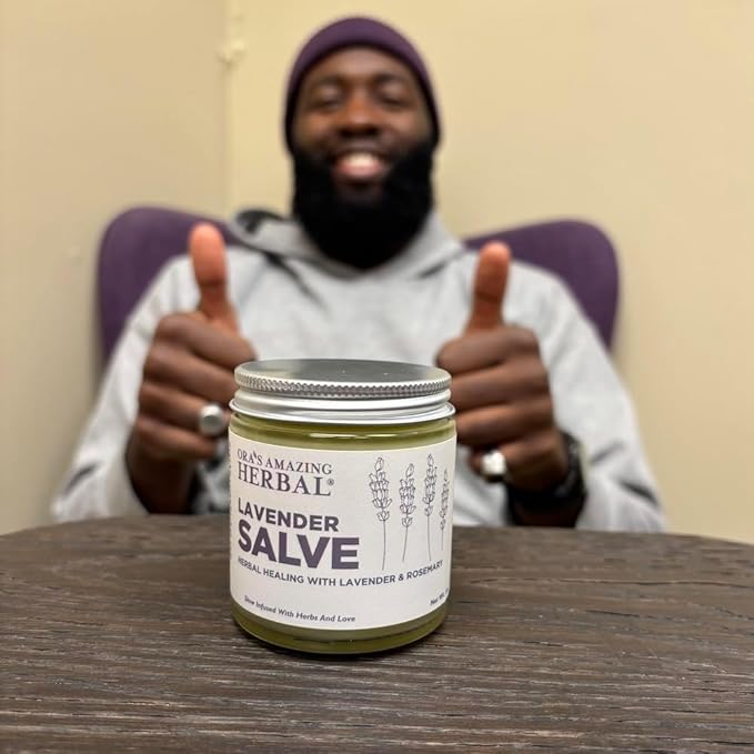 Ora's Amazing Herbal, Lavender Salve Balm, Drawing Salve with Lavender Essential Oil, Natural Skin Moisturizers, Repair Ointment for Irritated Skin, Aromatherapy for Relaxation Massage 4 oz