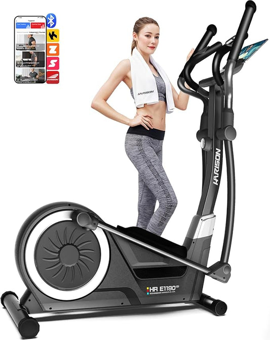 HARISON Elliptical Machine for Home 350 LBS Capacity, Magnetic Elliptical Exercise Machine with 16-Level Resistance Control, Elliptical Trainer with HARISON Bluetooth