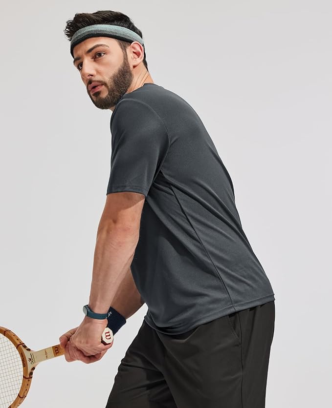 MIER Men's Quick Dry Workout Shirts Moisture Wicking Running Athletic Performance T-Shirts Recycled Polyester Top Tee