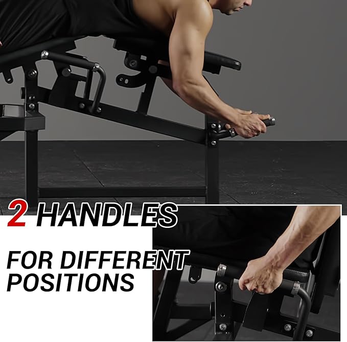 GMWD Leg Extension and Curl Machine, Single Leg Extension, Lying Leg Curl, Standing Leg Curl, Adjustable Leg Exercise Bench with Plate Loaded, Leg Machine Home Gym, Red