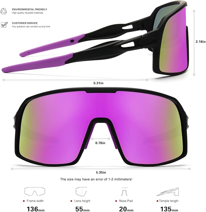 Polarized Sports Sunglasses for Men and Women Cycling Glasses UV Protection Goggles for Mountain Bike Running Fishing