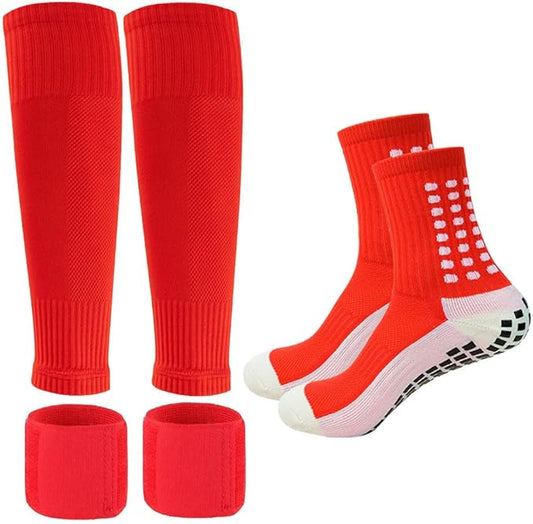 Men's Soccer Non Skid Ball Socks Anti Slip Grip Non Slip Socks, Shin Guard Sleeves, With Or Without Guard Straps for Football