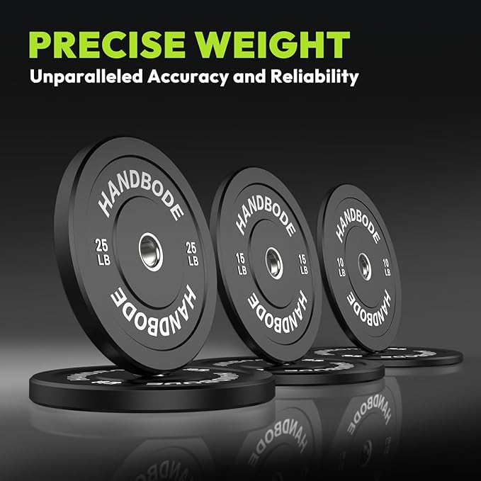 Bumper Plates 2 - Inch Olympic Weight Plate Set for Barbell, 10-55 lb Rubber Weights Sets for Home Gym, Strength Training Plate, Weight Lifting, Black