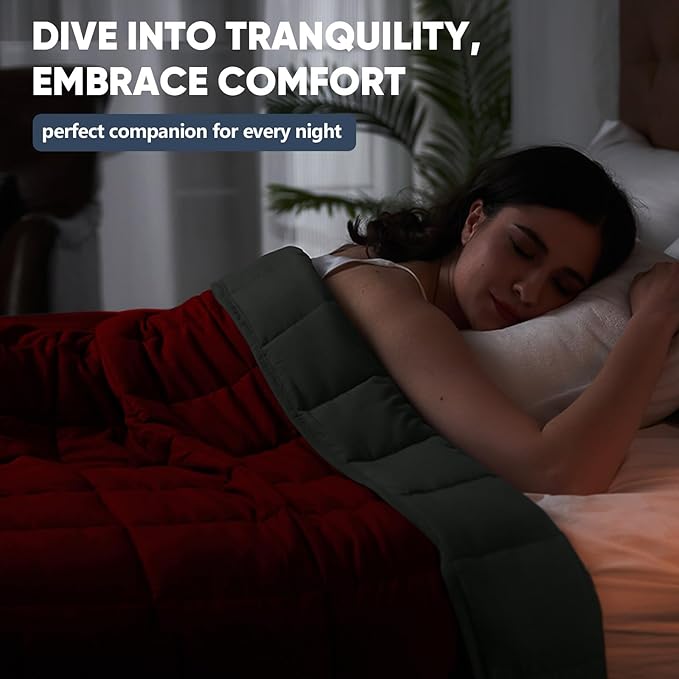 King Size Weighted Blanket for Adults (30 lbs, 80” x 87”, Red Grey) Cooling Heavy Blanket for Sleeping Perfect for 290-310 lbs, Breathable Blanket for Adults & Couple All Season, Machine Washable
